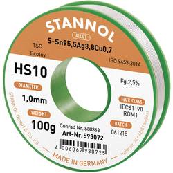 Cínová spájka PBF, Sn95Ag4Cu1, Ø 1 mm, 100 g, Stannol HS10 2510