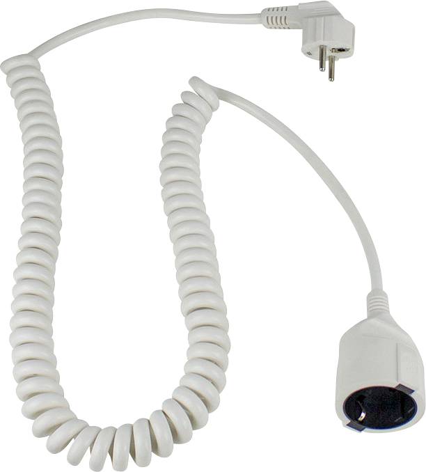 AS Schwabe 70412 napájecí prodlužovací kabel, 16 A, bílá, 2.50 m, spirálový kabel