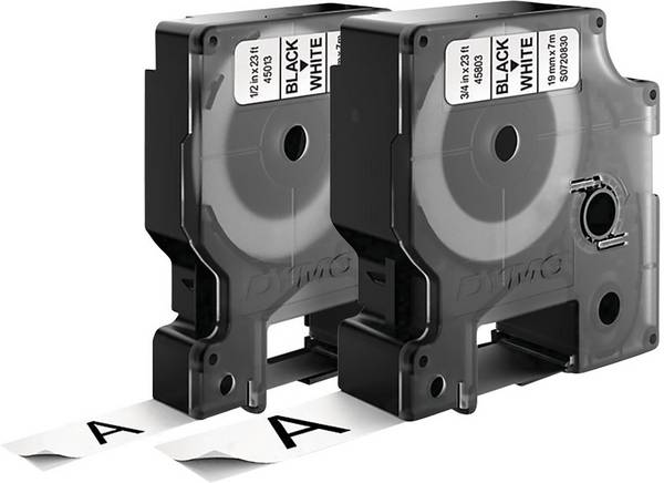 DYMO 45013 + 45803 páska do štítkovače sada 2 ks Barva pásky: bílá Barva písma: černá 12 mm, 19 mm 7 m