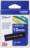 etikety Brother TZe, TZ TZe-334 PET Barva pásky: černá Barva písma:zlatá 12 mm 8 m