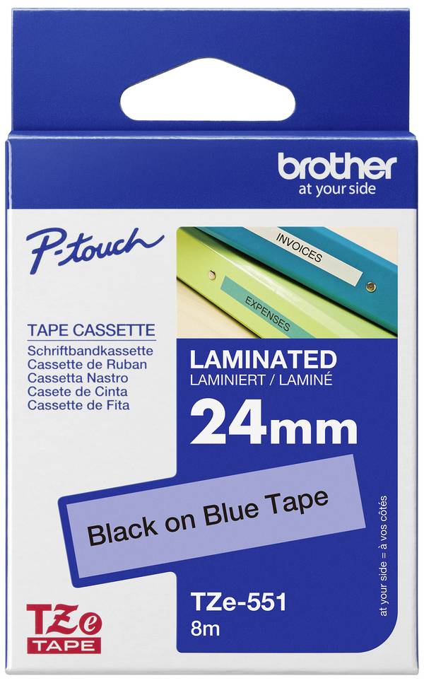 páska do štítkovače  Brother TZe, TZ TZe-551 PET Barva pásky: modrá Barva písma:černá 24 mm 8 m