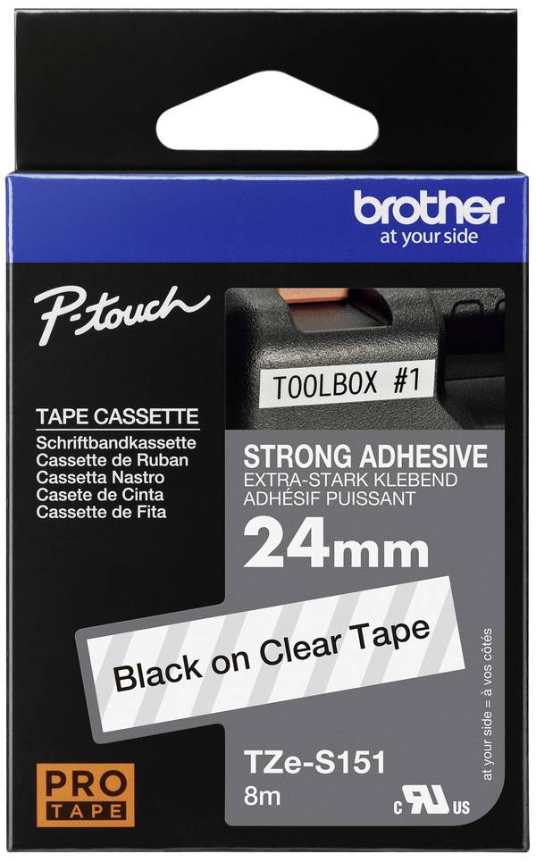 etikety  Brother TZe, TZ TZe-S151  Barva pásky: transparentní Barva písma:černá 24 mm 8 m