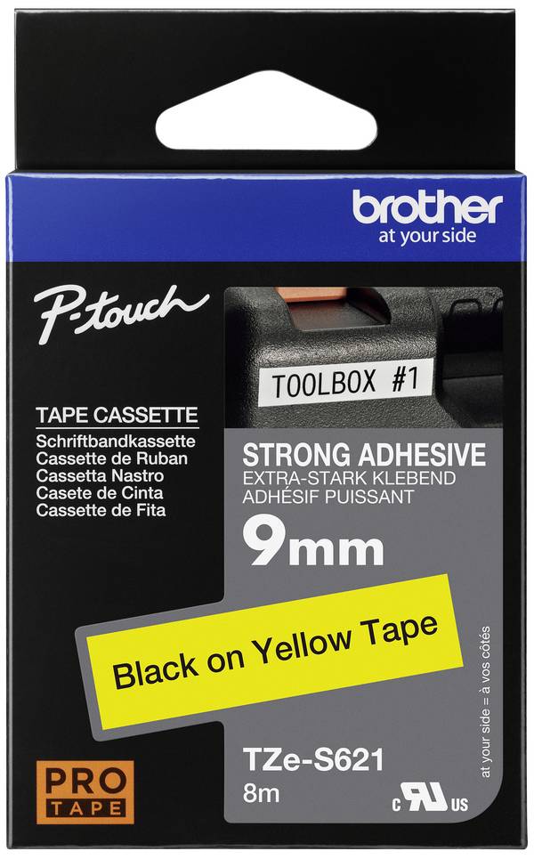 etikety  Brother TZe, TZ TZe-S621 PET Barva pásky: žlutá Barva písma:černá 9 mm 8 m