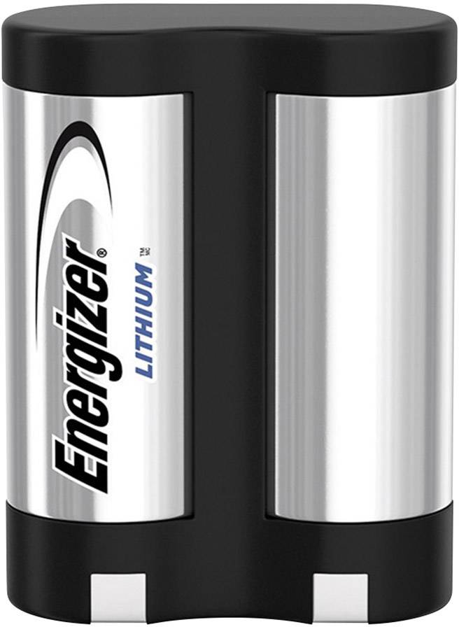 Stříbrná a černá lithiová baterie s logem 'Energizer'.