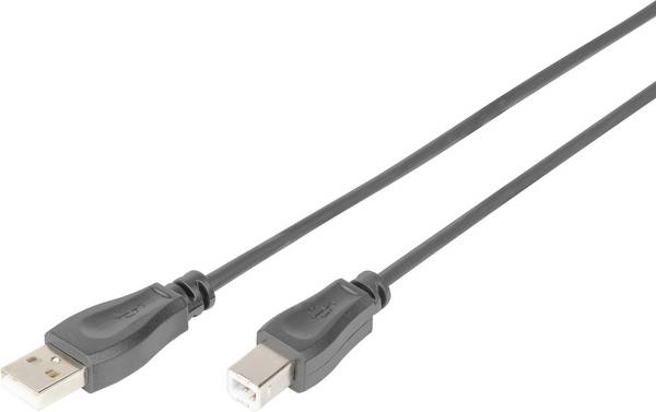 Digitus USB kabel  USB 2.0 USB-A zástrčka, USB-B zástrčka 0.50 m černá kulatý, dvoužilový stíněný AK-300105-005-S