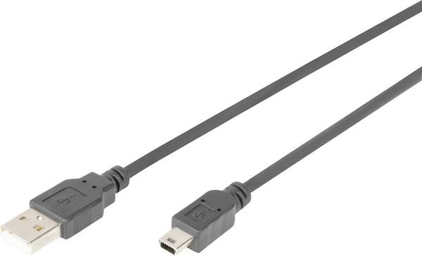 Digitus USB kabel USB 2.0 USB-A zástrčka, USB Mini-B zástrčka 1.00 m černá s funkcí OTG AK-300108-010-S