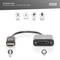 Digitální konvertor DisplayPort na HDMI. Zobrazuje konverzní kabel s konektory DisplayPort a DVI. Podporuje HDCP a přenosovou rychlost 10,8 Gbps.