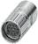 Stříbrný, válcový multi-pin konektor s dvanácti očíslovanými svorkami vpředu.