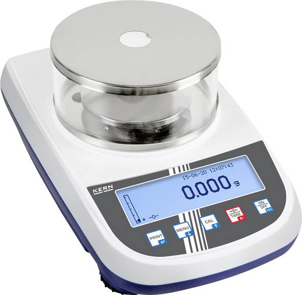 Kern PLS 1200-3A přesná váha  Max. váživost 1.2 kg Rozlišení 0.001 g přes napájecí zdroj do zásuvky stříbrná