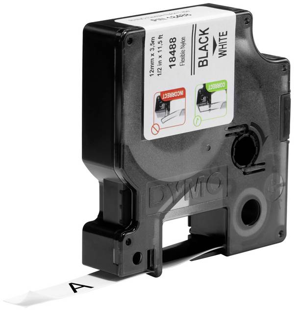 etikety DYMO IND RHINO 18758 Nylon Barva pásky: bílá Barva písma:černá 12 mm 3.5 m