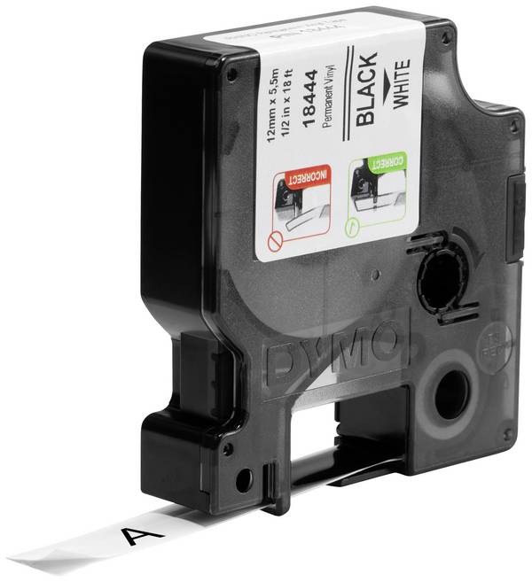 etikety DYMO IND RHINO 18444 vinyl Barva pásky: bílá Barva písma:černá 12 mm 5.5 m