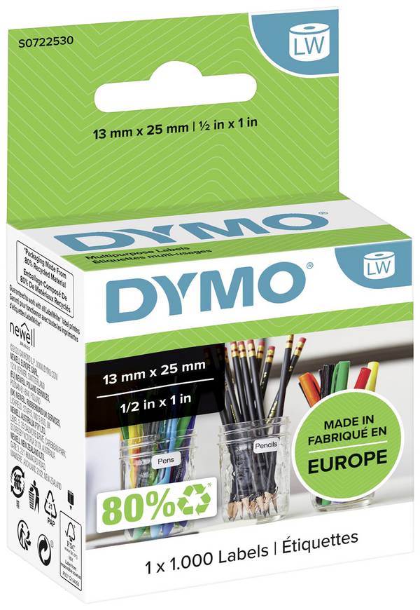 DYMO etikety v roli  11353 S0722530 25 x 13 mm papír bílá 1000 ks trvalé univerzální etikety