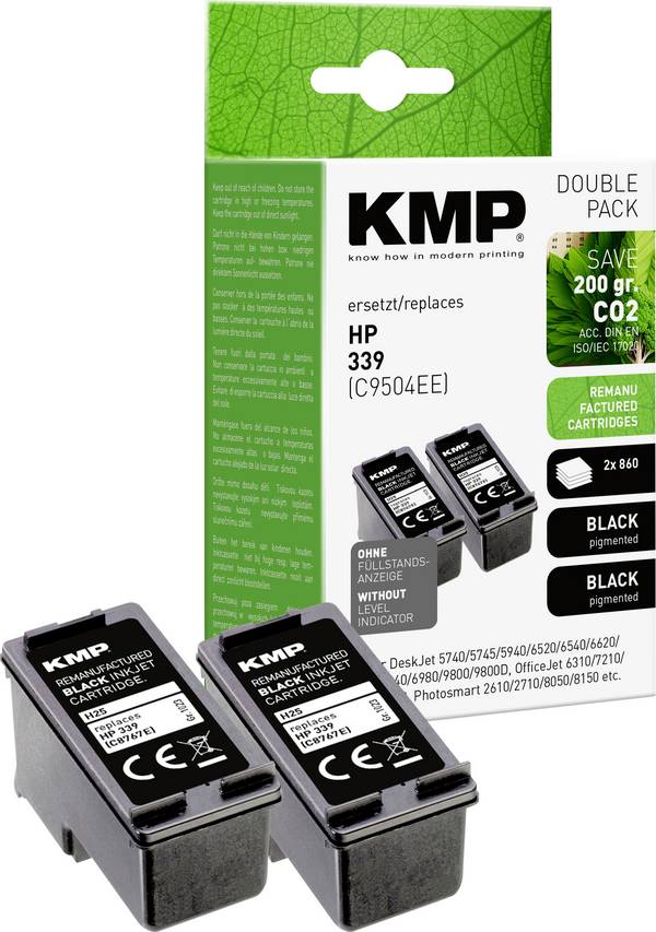 KMP Ink náhradní HP 339, C8767E kompatibilní Dual černá H25D 1023,4021
