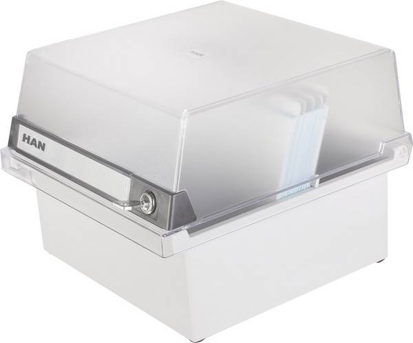 HAN SPECIAL EDITION 965-S-631 kartotéční krabice světle šedá max. počet karet: 800 karet DIN A5 na šířku se zámkem