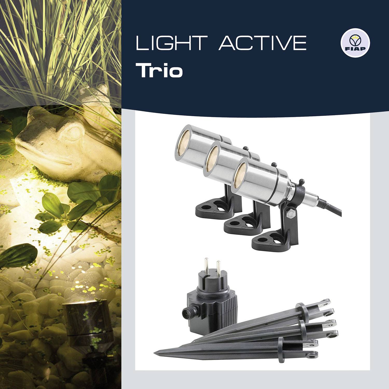 Sada LED reflektorů 'Light Active Trio' se 3 světly pro venkovní osvětlení, včetně síťové zástrčky a zemních kolíků, vhodná pro zahradu.