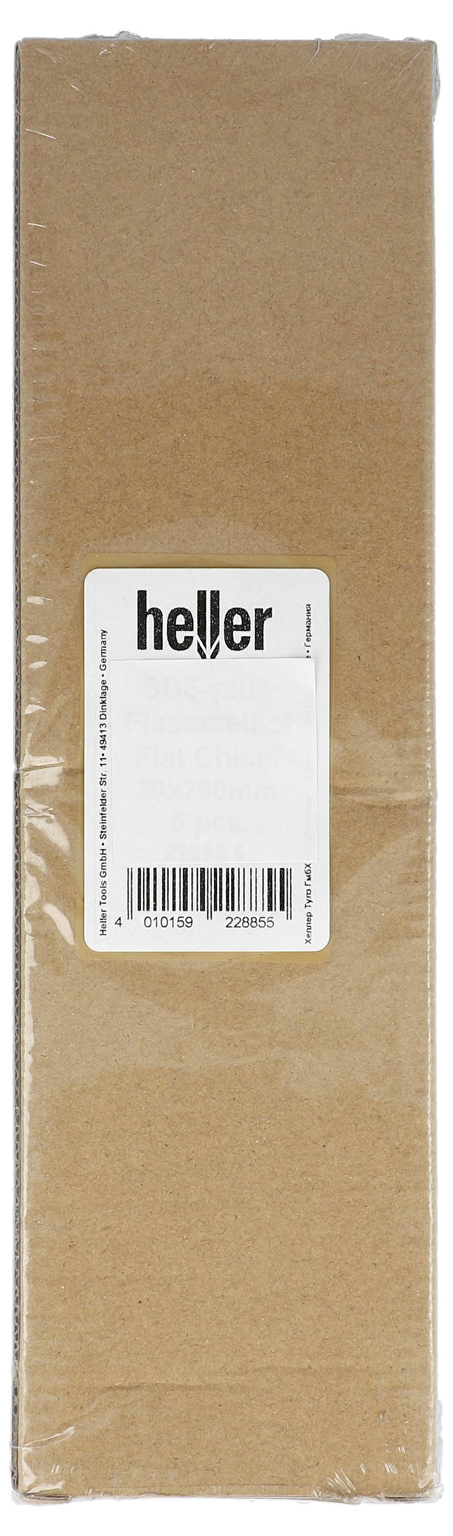 Vysoká hnědá papírová krabice s bílým štítkem produktu Heller na přední straně, zobrazená ve vzpřímené poloze před jednolitým pozadím.