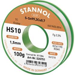 Cínová pájka PBF, Sn99Cu1, Ø 1,5 mm, 100 g, Stannol HS10 2510