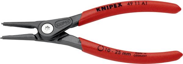 Knipex 49 11 A1 kleště na pojistné kroužky Vhodné pro (kleště na pojistné kroužky) vnější kroužky  10-25 mm Tvar hrotu rovný