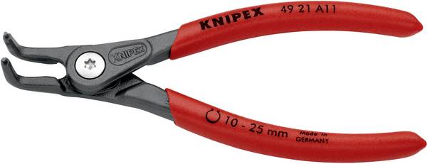 Knipex 49 21 A11 kleště na pojistné kroužky Vhodné pro (kleště na pojistné kroužky) vnější kroužky  10-25 mm Tvar hrotu zahnutý o 90°