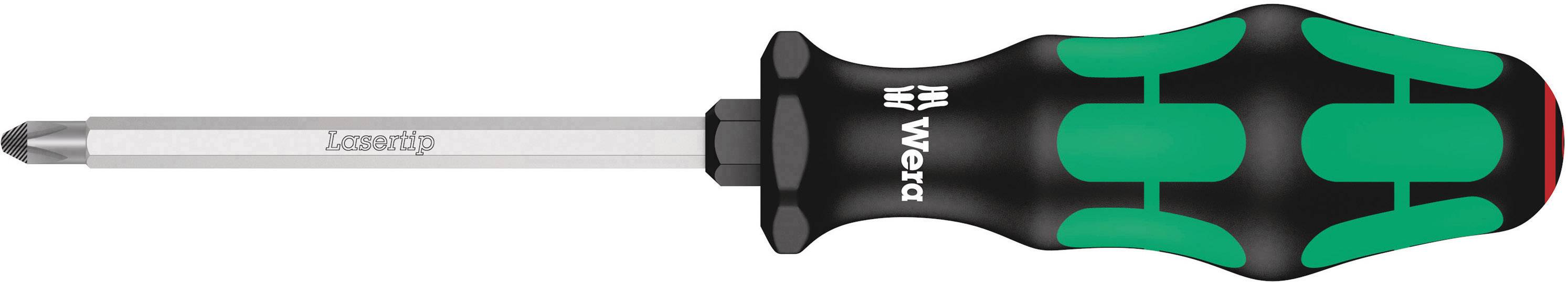 Křížový šroubovák s ergonomickou rukojetí v černo-zelené barvě, vhodný pro běžné upevňovací práce.