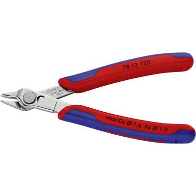 Červené a modré kleště s nápisem 'Knipex Germany'. Vhodné pro řezání mědi do 1,6 mm a železa do 1 mm.