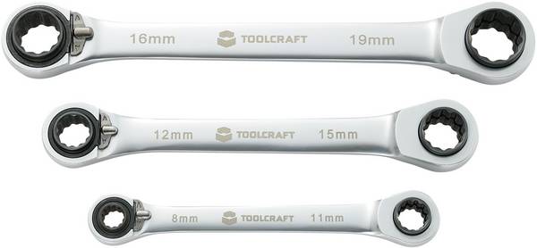 TOOLCRAFT 819162  sada oboustranných ráčnových klíčů 3dílná Délka klíče (cm) (jen pro nadpis) 8 - 19 mm