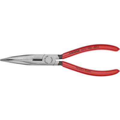 Červené špičaté štípací kleště z kovu s izolovanými rukojeťmi. Na jedné rukojeti je vidět nápis 'KNIPEX 26 12 200'.