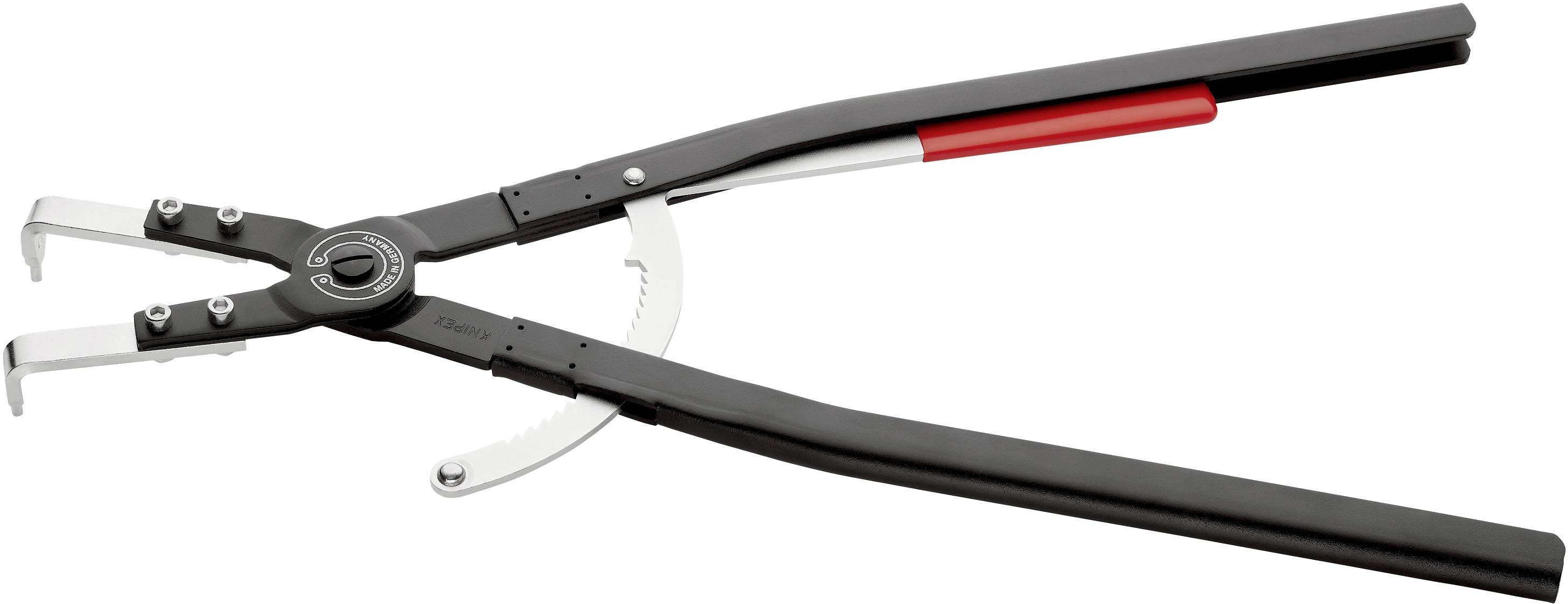 Specializovaný nástroj s dlouhými rukověťmi a nastavitelným uchopovacím mechanismem, určený pro opravárenské práce na vozidlech nebo strojích.