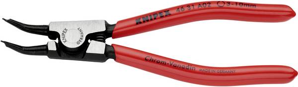 Knipex 46 31 A02 kleště na pojistné kroužky Vhodné pro (kleště na pojistné kroužky) vnější kroužky  3-10 mm Tvar hrotu zahnutý o 45°