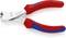 Kleště červené a modré barvy značky Knipex, vhodné pro řezání klavírního drátu o průměru až 1,5 mm.