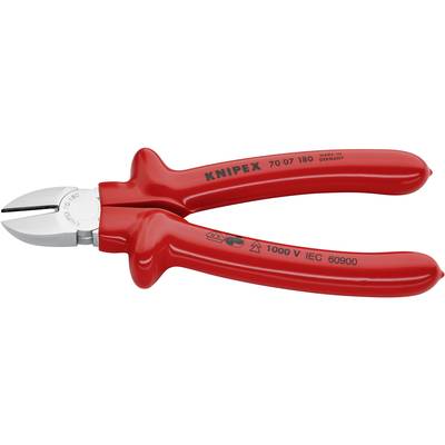 Červené štípací kleště Knipex, model 70 07 180, vyrobeno v Německu, vhodné pro 1000V podle normy IEC 60900.