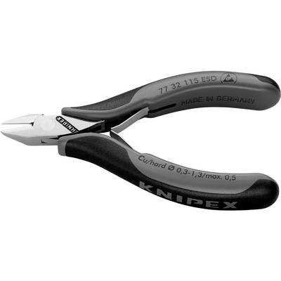 Boční štípací kleště Knipex, vyrobené z odolného materiálu, s ergonomickou rukojetí. Nápis 'Made in Germany'. Vhodné pro jemné řezací práce.
