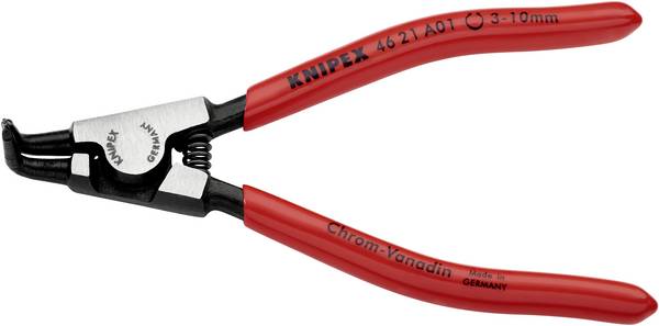 Knipex 46 21 A01 kleště na pojistné kroužky Vhodné pro (kleště na pojistné kroužky) vnější kroužky  3-10 mm Tvar hrotu zahnutý o 90°