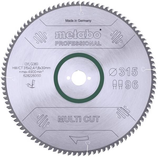 Metabo HW/CT 315X30 96 FZ/T 628226000 tvrdokovový pilový kotouč   315 x 30 x 1.8 mm Počet zubů (na palec): 96 1 ks