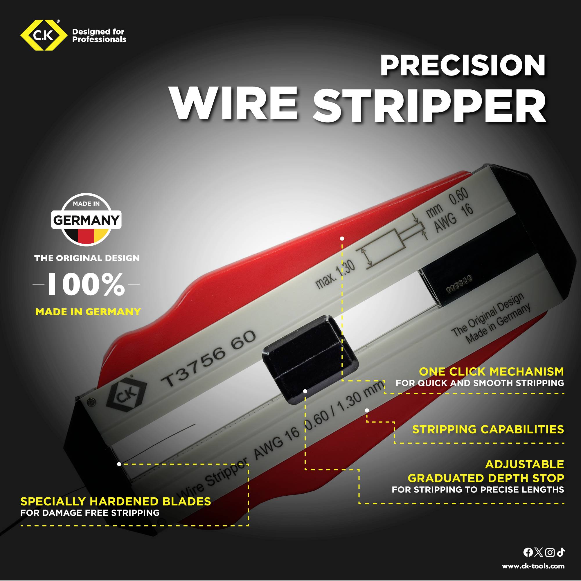 C.K T3756 60 kleště pro odizolování Vhodné pro odizolovací kleště PVC vodiče , PTFE vodiče 0.60 mm (max)-4