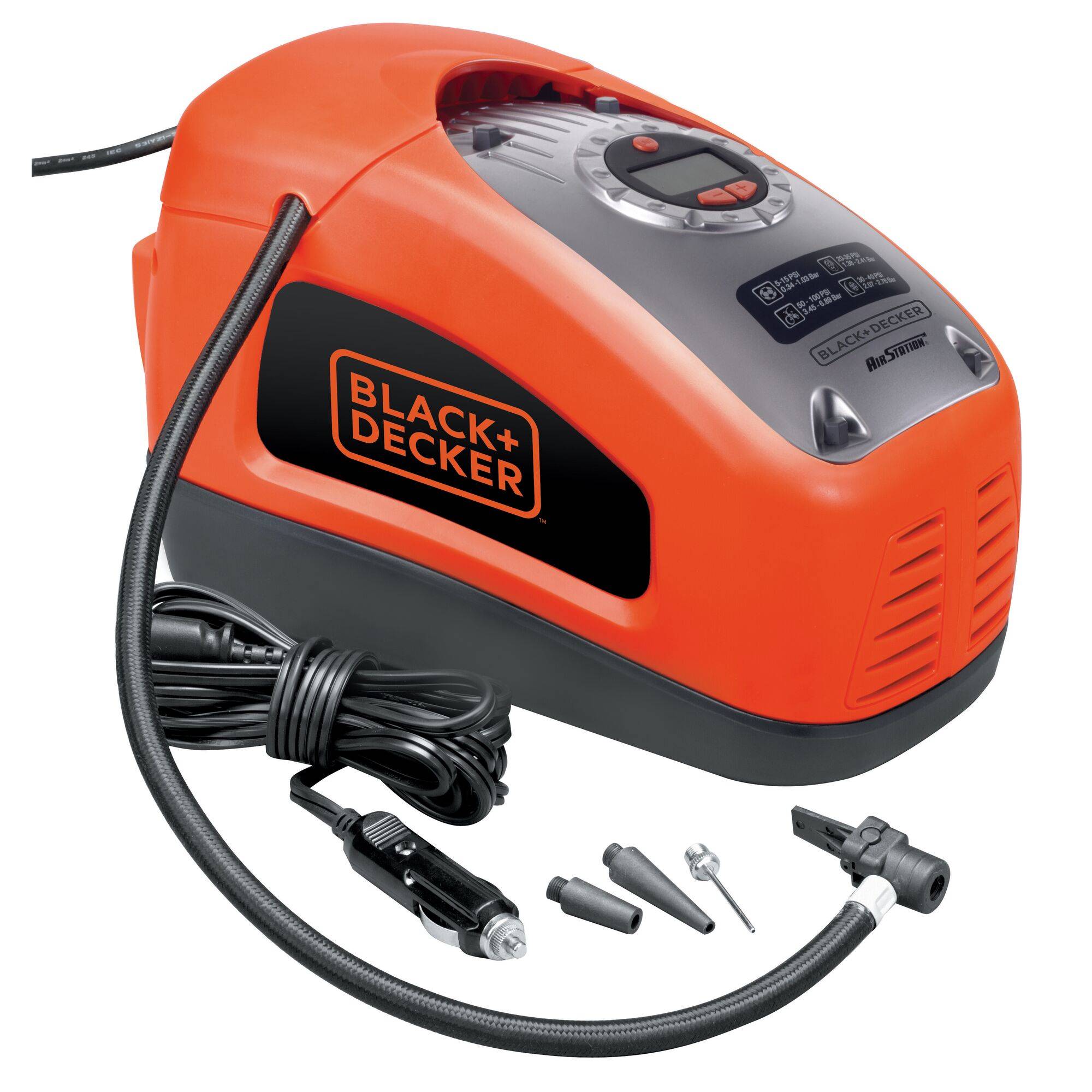 Black & Decker ASI300-QS, ASI300-XJ, kompresor, 11 bar, dvojitá hlava, digitální displej, automatické vypnutí-2