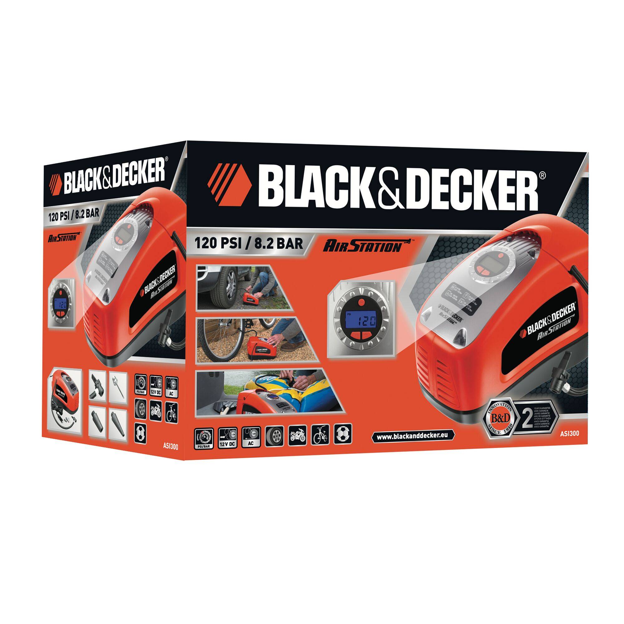 Black & Decker ASI300-QS, ASI300-XJ, kompresor, 11 bar, dvojitá hlava, digitální displej, automatické vypnutí-10