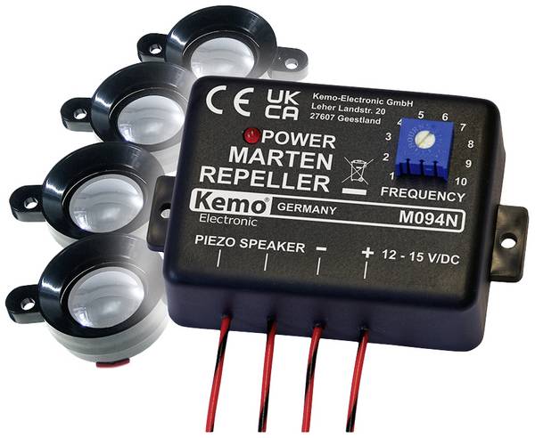 Kemo M094 ultrazvukový odpudzovač kun, s chráničem optiky, posunuté reproduktory, 1 ks