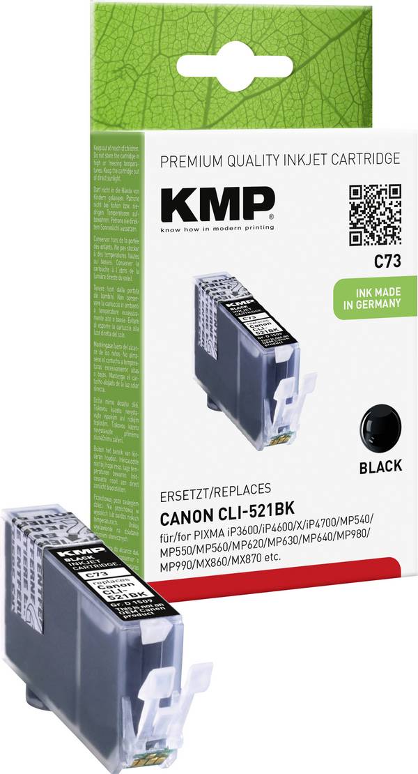 KMP Ink náhradní Canon CLI-521BK kompatibilní  foto černá C73 1509,0001