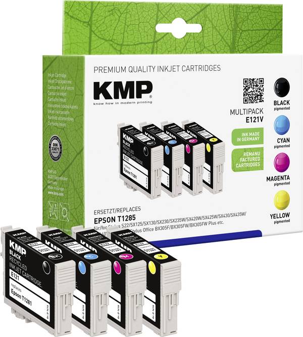 KMP Ink náhradní Epson T1285, T1281, T1282, T1283, T1284 kompatibilní kombinované balení černá, azurová, purppurová, žlutá E121V 1616,0050