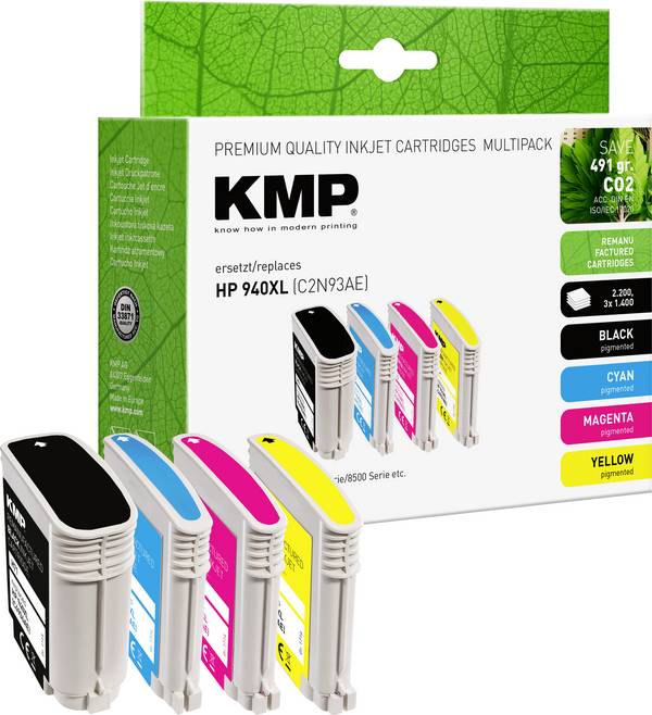 KMP Ink kombinované balení kompatibilní náhradní HP 940XL, C2N93AE, C4906AE, C4907AE, C4908AE, C4909AE černá, azurová, purppurová, žlutá H71V 1715,4005