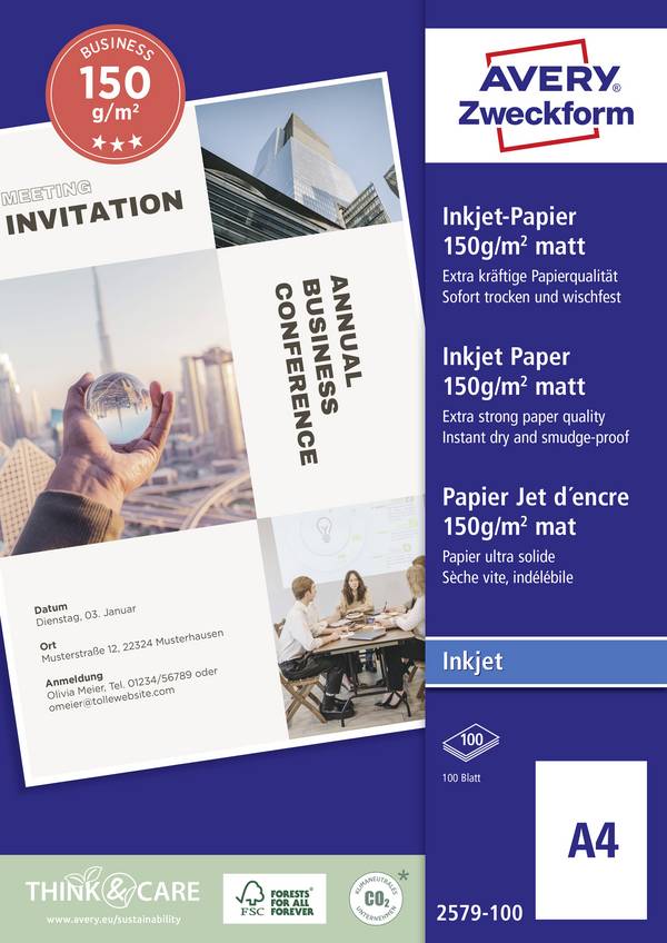 Avery-Zweckform Superior Inkjet Paper 2579-100  papír do inkoustové tiskárny A4 150 g/m² 100 listů bílá