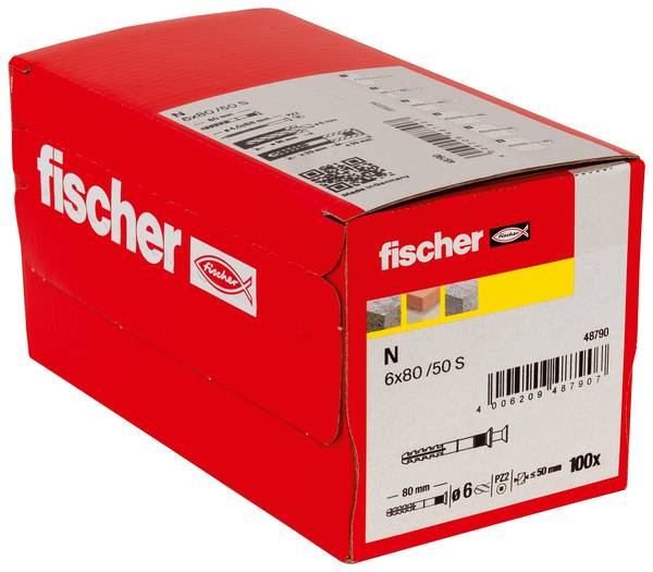 Fischer 048790 N 6 x 80/50 S hřebíková hmoždinka 80 mm 6 mm 100 ks