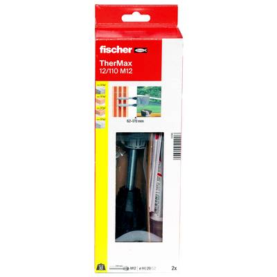 Kotevní sada Red Fischer TherMax 12/110 M12 s produktovým oknem zobrazujícím kovovou kotvu a obrázkový příklad instalace.
