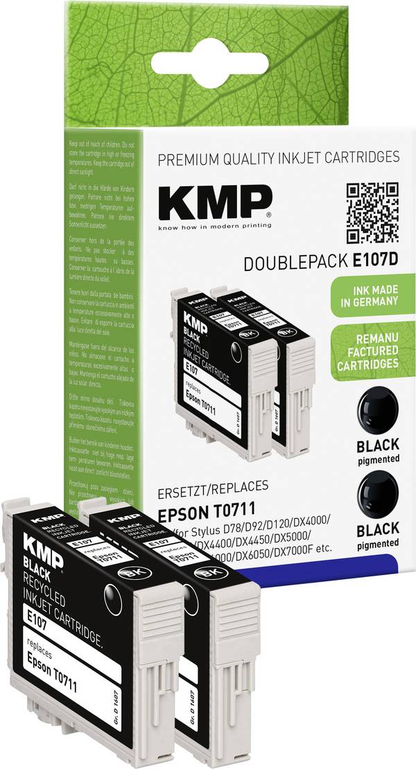 KMP Ink náhradní Epson T0711 kompatibilní Dual černá E107D 1607,4021