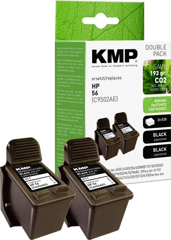 KMP Ink náhradní HP 56, C6656AE kompatibilní Dual černá H11D 0995,4021