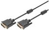 Digitus DVI kabel DVI-D 24+1pol. Zástrčka, DVI-D 24+1pol. Zástrčka 3.00 m černá AK-320101-030-S lze šroubovat, s feritovým jádrem DVI kabel