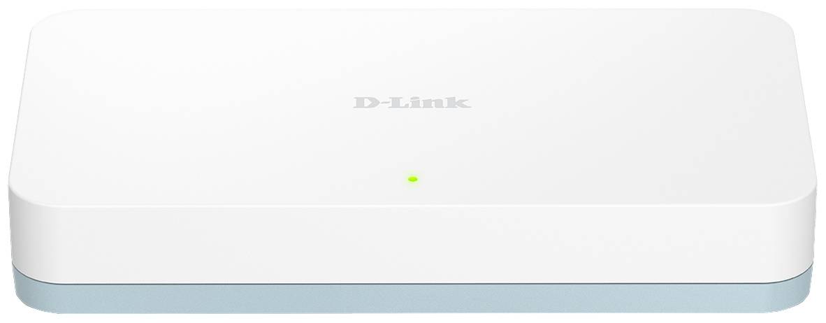 Bílý router s malou zelenou LED diodou na přední straně, označený nápisem 'D-Link'.