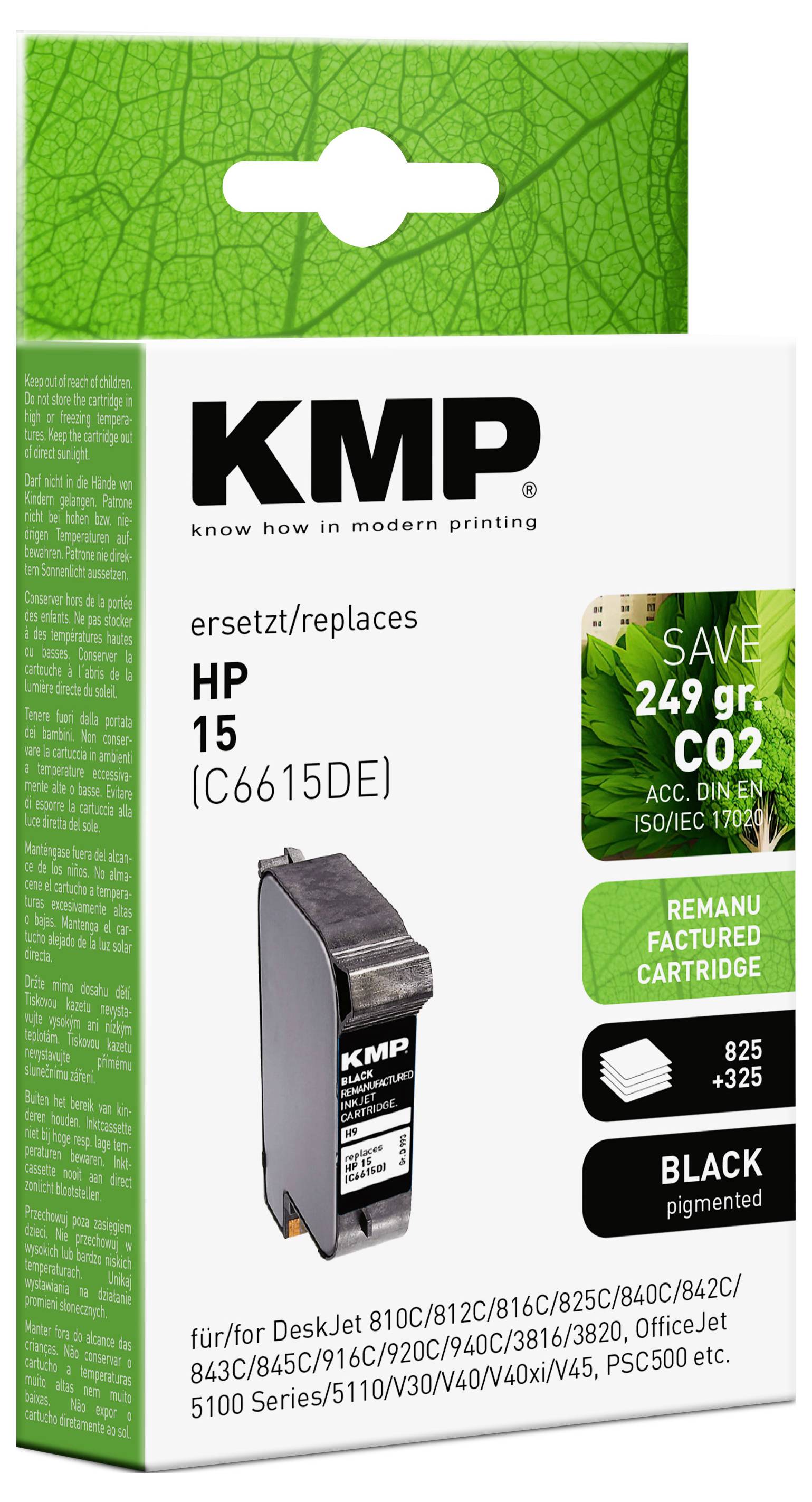 KMP Ink náhradní HP 15, C6615DE kompatibilní černá H9 0993,4151-1