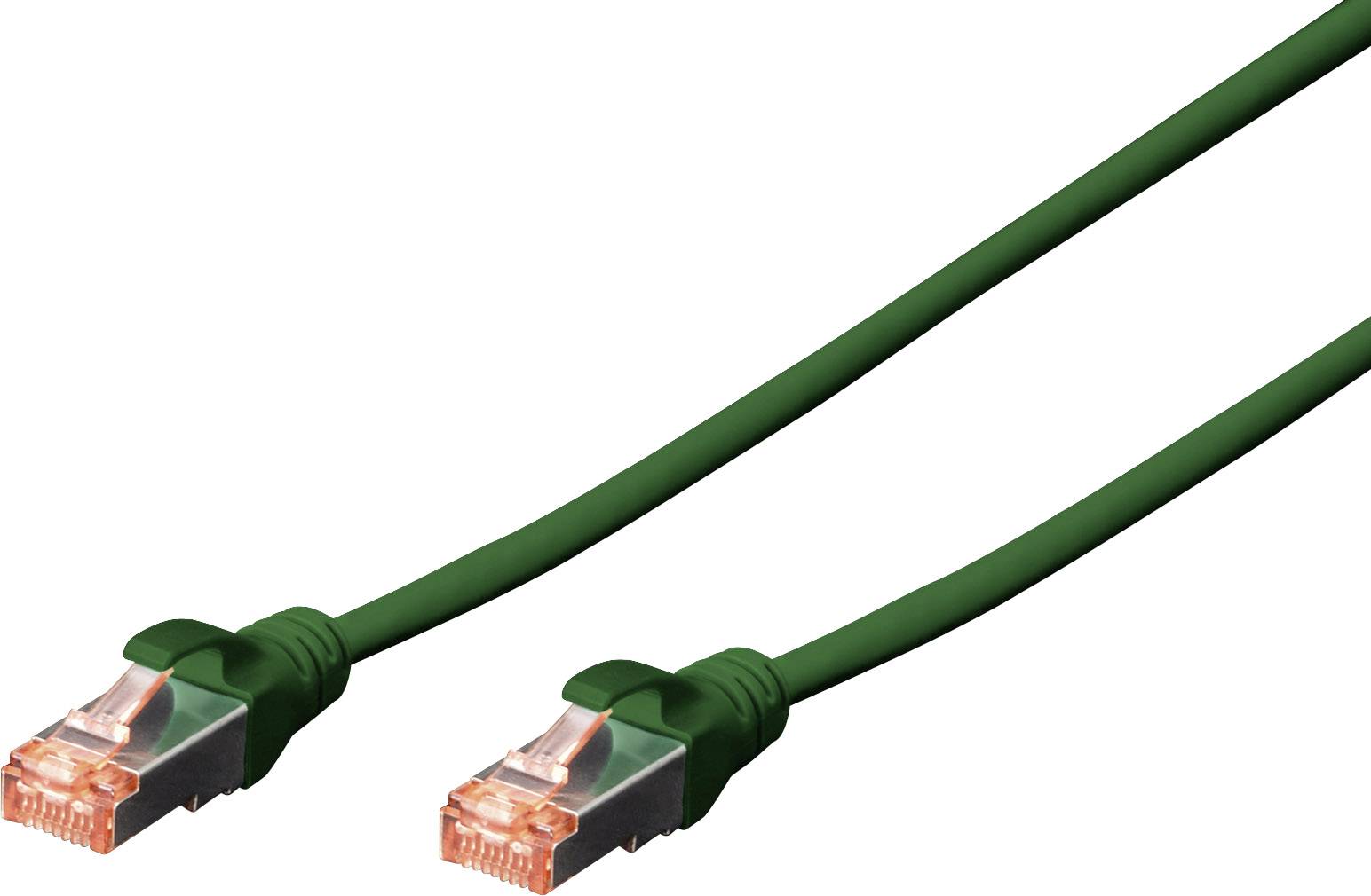 Digitus DK-1644-0025/G RJ45 síťové kabely, propojovací kabely CAT 6 S/FTP 0.25 m zelená samozhášecí, s ochranou 1 ks